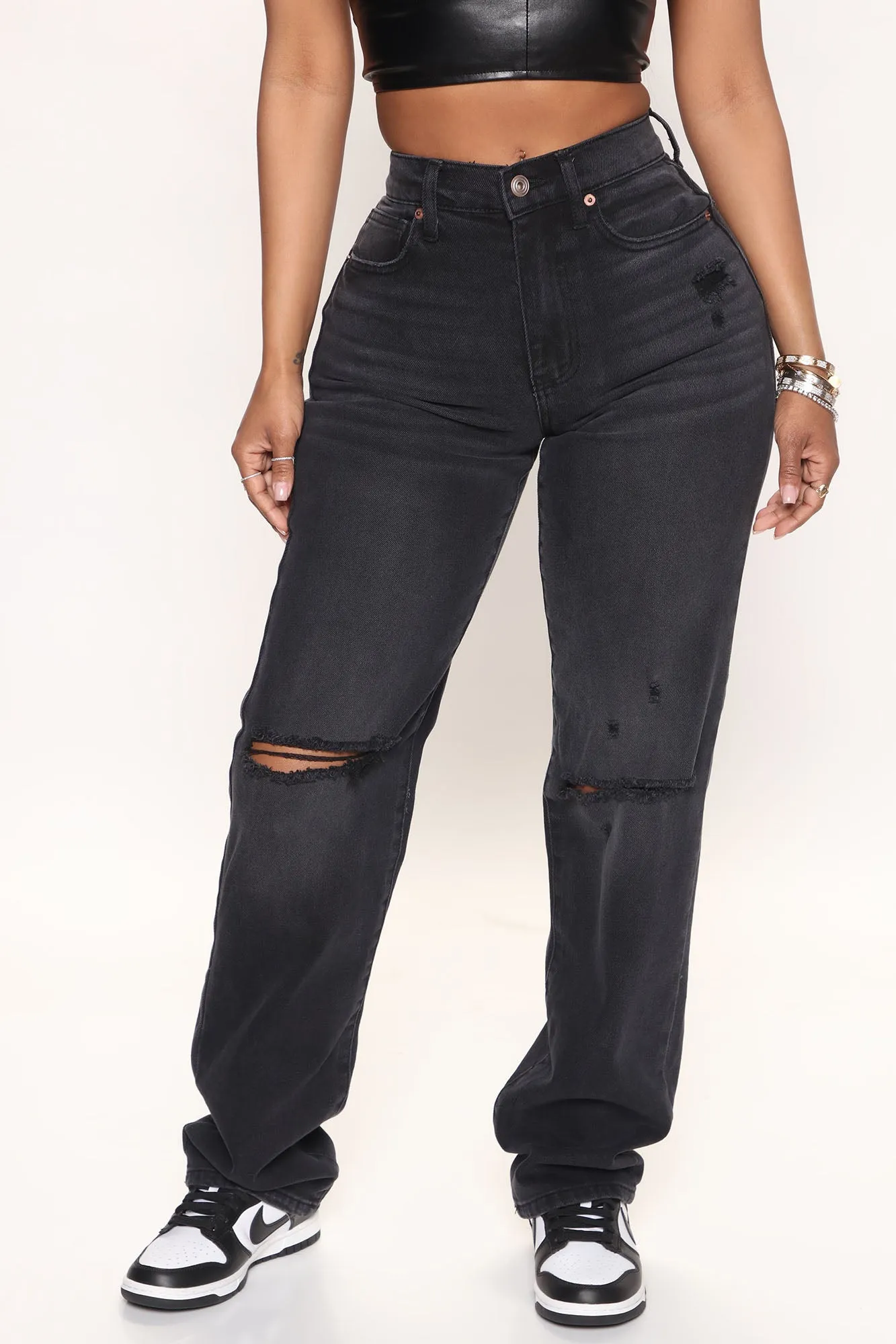 90's Nostalgia Straight Leg Jeans - Black