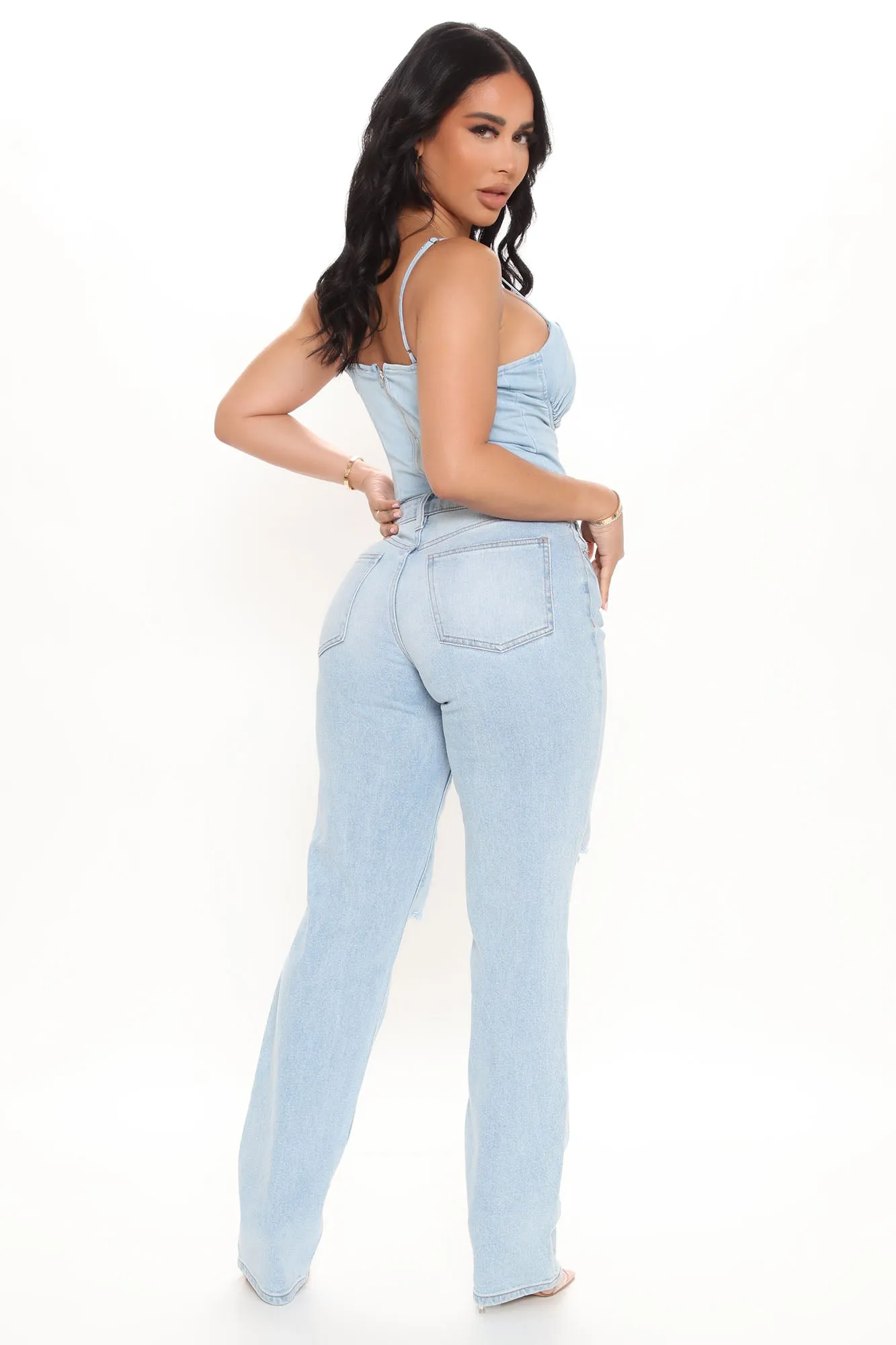 90's Nostalgia Straight Leg Jeans - Light Blue Wash