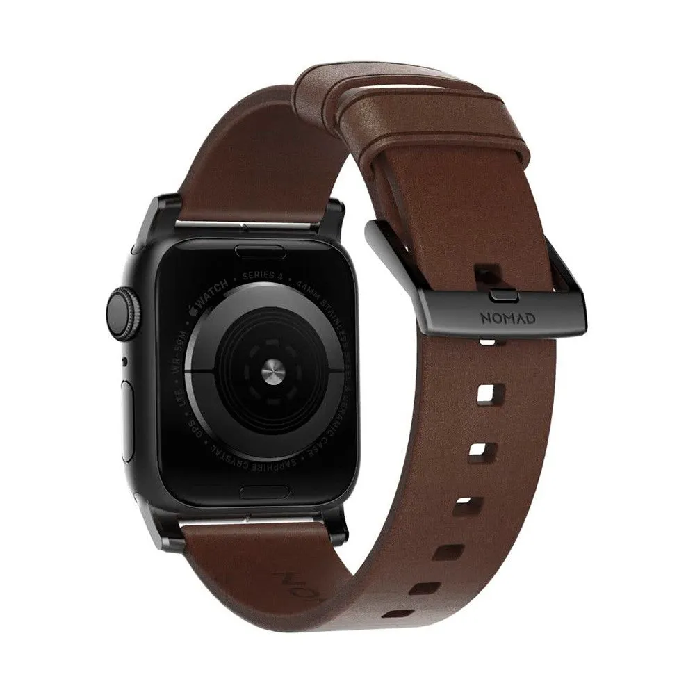 Apple Watch (38/40/SE/41mm) Nomad Modern Horween Band Rem - Rustic Brown / Black Hardware