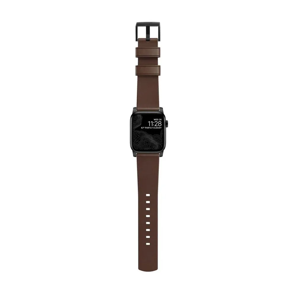 Apple Watch (38/40/SE/41mm) Nomad Modern Horween Band Rem - Rustic Brown / Black Hardware