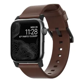 Apple Watch (38/40/SE/41mm) Nomad Modern Horween Band Rem - Rustic Brown / Black Hardware