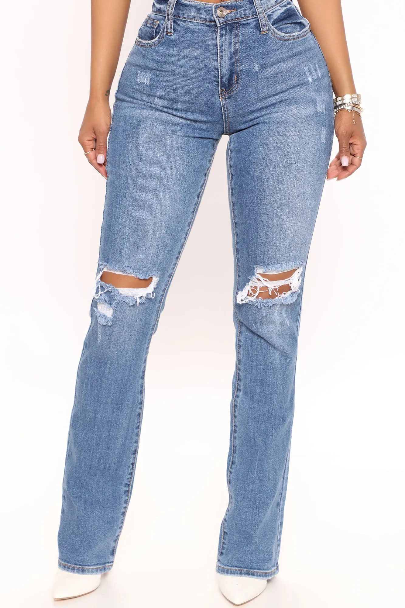 Babetown Bootcut Jeans - Medium Blue Wash