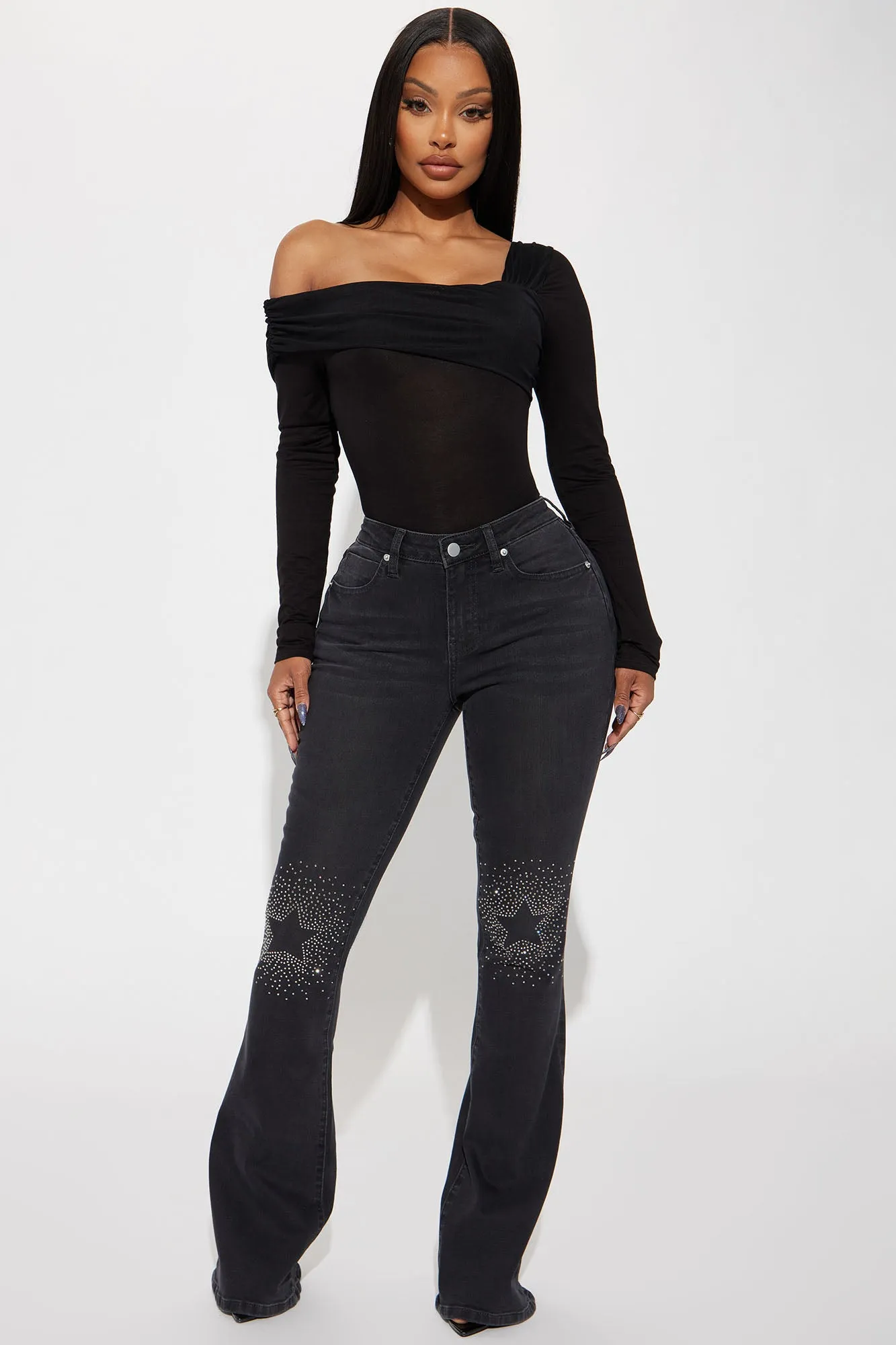 Be A Star Stretch Bootcut Jeans - Black Wash