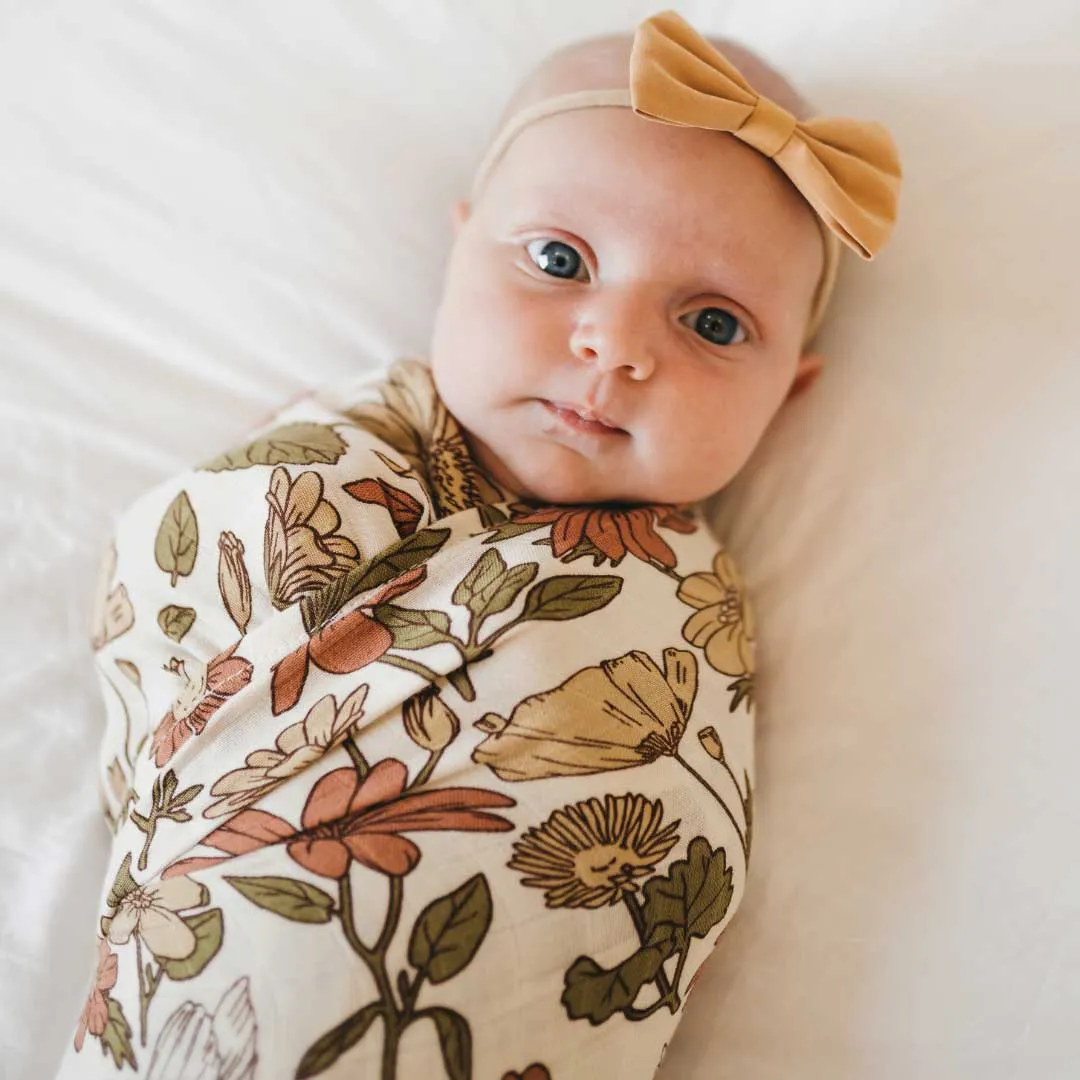 Dolly Lana - Bamboo Muslin Baby Swaddle - Bohemian Blooms