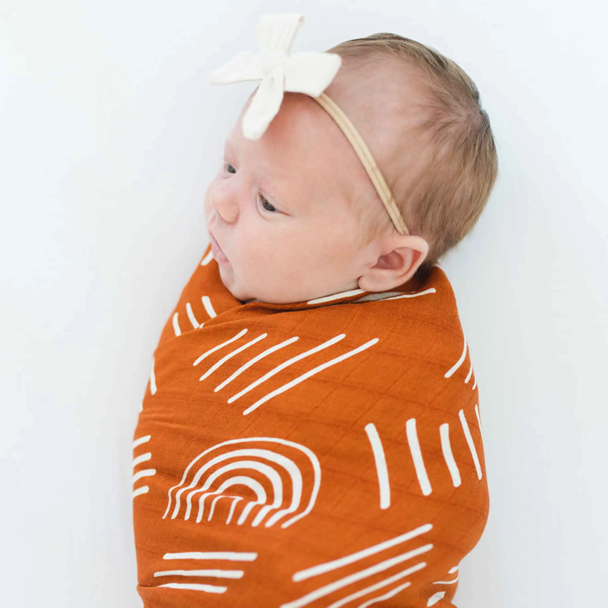 Dolly Lana - Bamboo Muslin Swaddle Blanket - Boho Burnt Orange