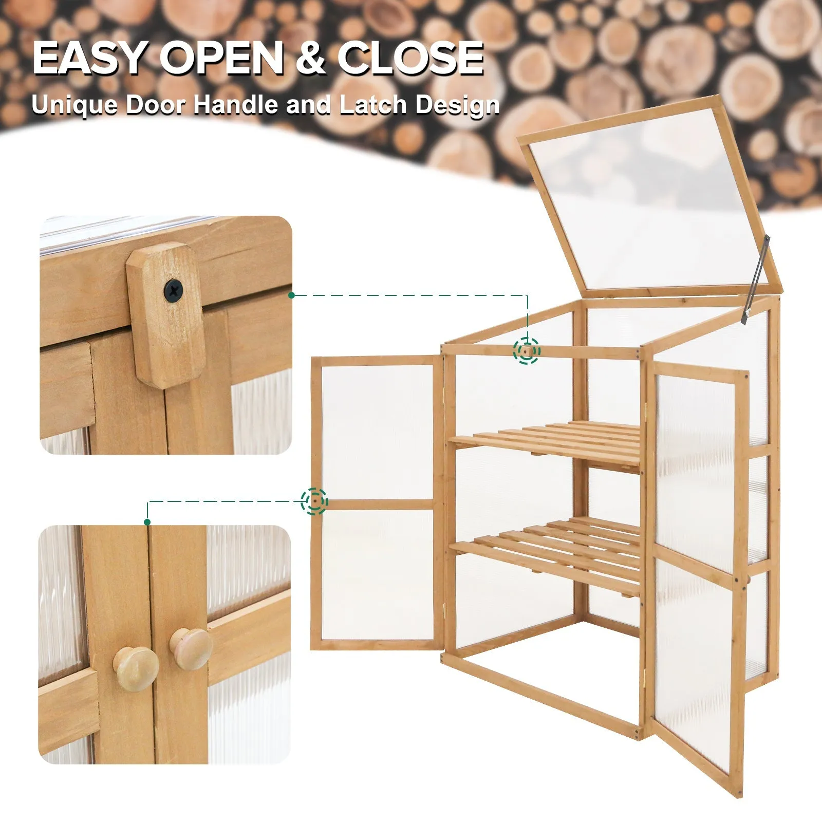 EAGLE PEAK Garden Cold Frame Greenhouse with Adjustable Shelves, 30.1x22.0x43.3in, Natural