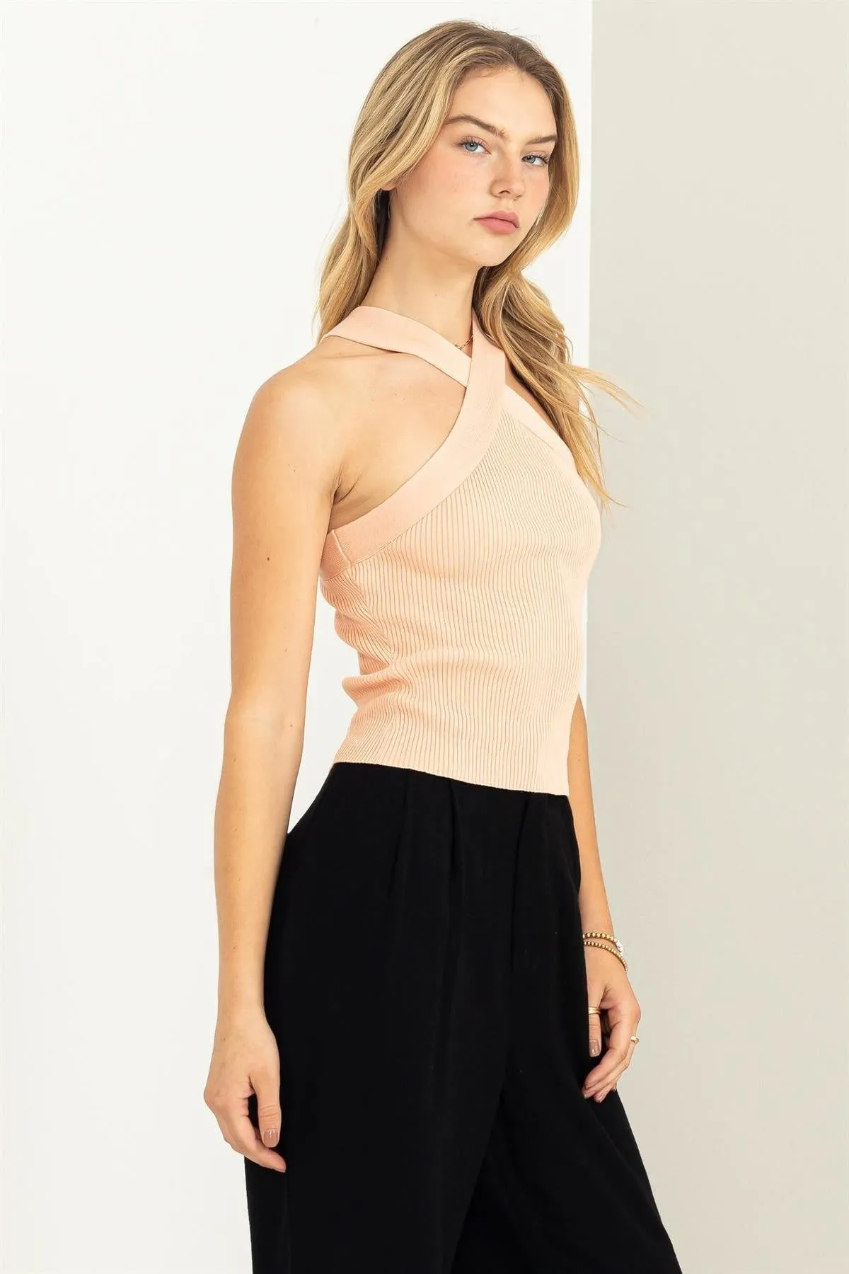 Halter Neck Sleeveless Sweater Tops