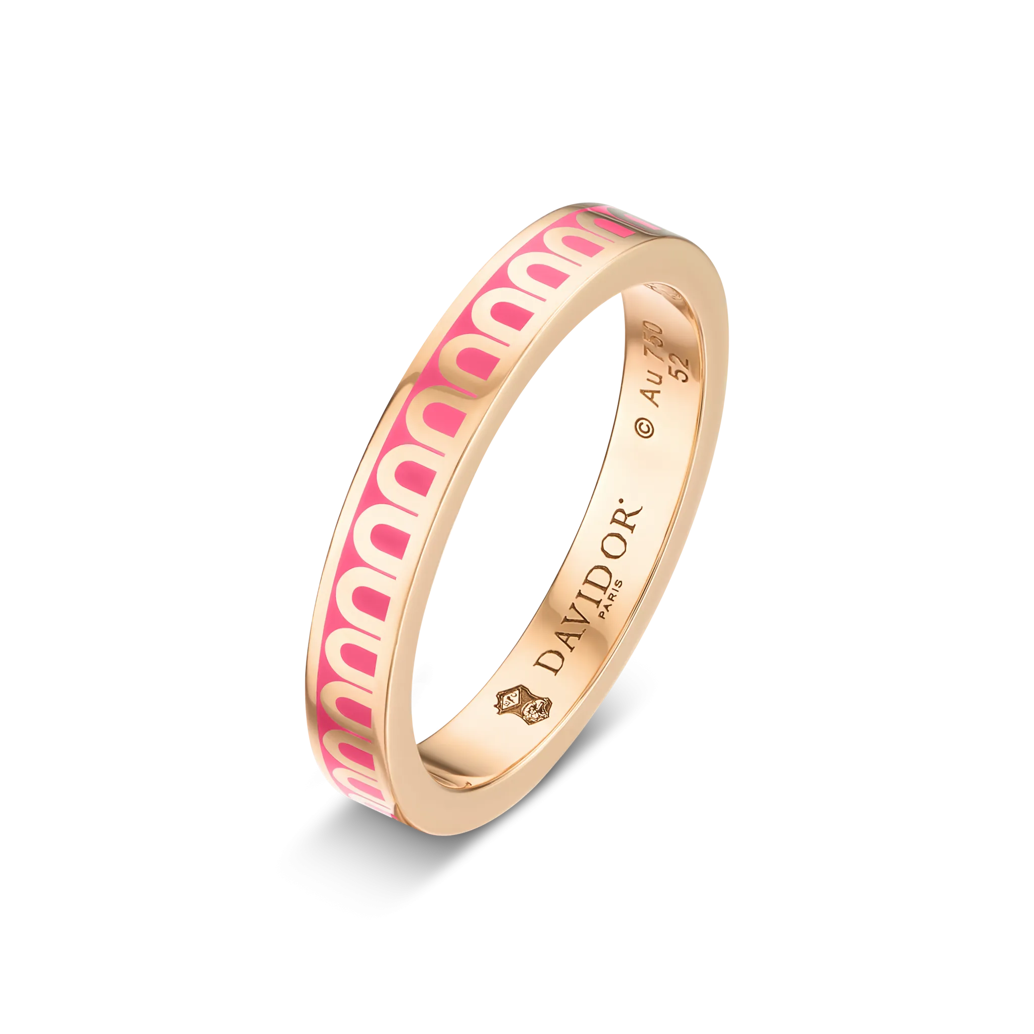 L'Arc de DAVIDOR Ring PM, 18k Rose Gold with Flamant Lacquered Ceramic