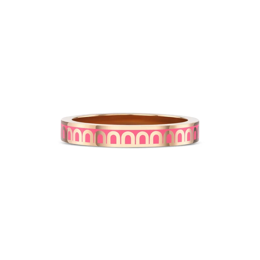 L'Arc de DAVIDOR Ring PM, 18k Rose Gold with Flamant Lacquered Ceramic