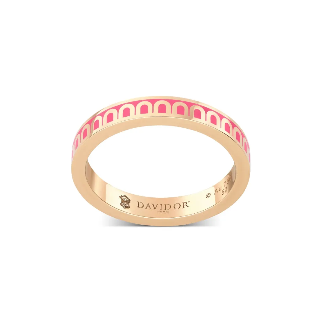 L'Arc de DAVIDOR Ring PM, 18k Rose Gold with Flamant Lacquered Ceramic