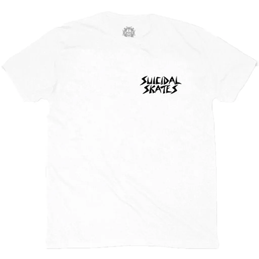 Suicidal Skates Punk Skull White T Shirt- Camiseta