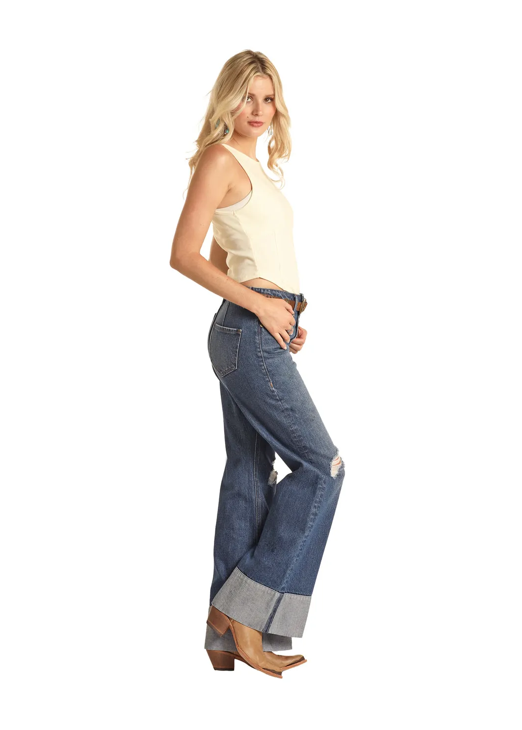 Women's Rock & Roll Medium Wash Comfort Flare